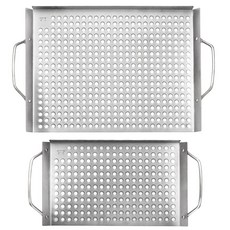 Outset 不鏽鋼鋼網烤盤 2件組, 1個, 35.6×18.4×5.7厘米,50.8×28.6×5.7厘米