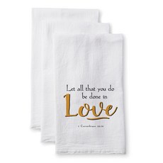 Sullivans 喇叭形麻袋毛巾 Love Kitchen Cross, 1個, 白色的