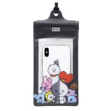 GARMMA 宇宙明星BT21 6.2吋以下手機防水袋 防水套 保護套, 藍色, 黑色