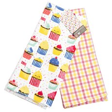 now DESIGNS 圖案印花廚房毛巾組, 2件, 紙杯蛋糕