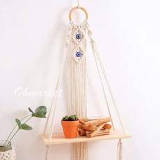 生活市集 收納牆壁掛飾 波西米亞風北歐風壁掛架 牆面裝飾置物架, 米色, 1段