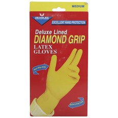 EAGLE HOME PRODUCTS 產品 豪華內襯 Diamond Grip 乳膠手套 M, 1個, 1個