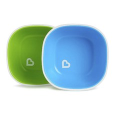 munchkin 素色麥片碗, 2件, 綠,藍