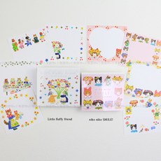 表現社 布川愛子 備忘錄 可愛動物插畫記事本 隨身便利備忘便條紙, 限量綜合包, 1個