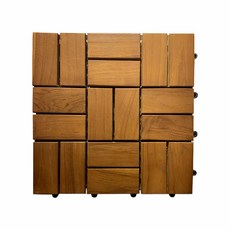 實木柚木拼接地板，卡扣式隔水陽台地板，多件優惠DIY木質地板, F3交錯