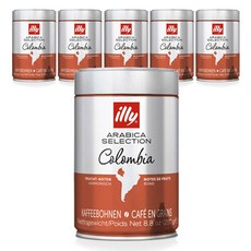 illy 意利 哥倫比亞阿拉比卡精選咖啡豆, 無研磨咖啡豆, 6個, 250g