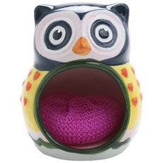 BOSTON WAREHOUSE 貓頭鷹造型菜瓜布收納架, 1個, 藝術貓頭鷹