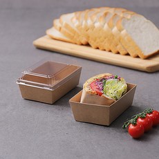 牛皮紙三明治盒 1號 容器 + 蓋子組合, 1套, 100個