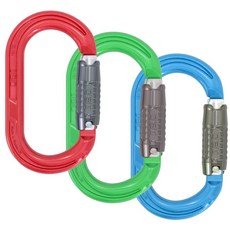 英國ISC Aluminium Oval Karabiner Supersafe 自動三段式鉤環O型 紅綠藍 三顆一組, 紅, 綠, 藍