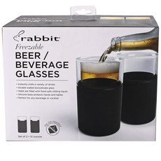 rabbit Preservable Mug 355ml 啤酒杯, 透明,黑色, 2件