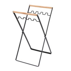 BO雜貨 木柄戶外摺疊垃圾支架【YV61244】, 黑色, 1個, 1