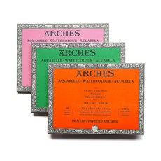 ARCHES 300g水彩本(23*31cm)20張入，純棉水彩紙，專業繪畫用紙，色彩表現佳，吸水性強，不易起皺, 粗紋-橘20入