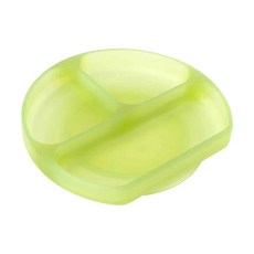 【美國 Bumkins】兒童矽膠防滑餐盤（多色可選）矽膠餐盤／吸盤餐盤／防滑餐盤／學習餐盤, 果凍綠