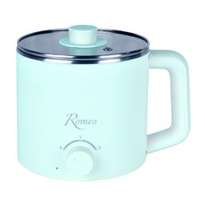 【ROMEO 羅蜜歐】輕鬆料理鍋，多功能美食鍋，小巧易收納，不沾鍋好清洗，粉色系廚房家電, 霧藍, LF-1086