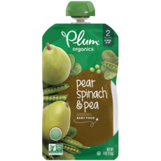 Plum organics 兒童果泥, 梨子菠菜豌豆口味, 113g, 1包