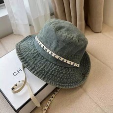 日系潮牌綁繩翻邊牛仔登山帽 美式復古水洗遮陽帽, 灰藍