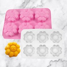 6連獅子造型月餅矽膠模具 - 手工皂模/石膏模/香薰模/冰塊模, 粉色