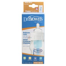 Dr.Brown's 布朗博士 Natural Flow寬口徑奶瓶 120ml, 白色, 第1階段(0個月以上)