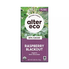 ALTER ECO 85%黑巧克力 覆盆莓味, 1盒, 75g