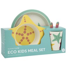 SUNNYLIFE 孩童印花餐具組, 湯匙+叉子+杯子+盤子 2入, 海星