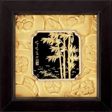 開運陶源雅鑑鑫品 如意系列 節節高昇 竹報平安 純金箔畫 24x24cm, 詳見包裝