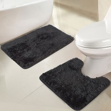 RT designer's collection Alti Jasper Shaggy Bath 腳踏板 2 件套, 1個, 黑色的