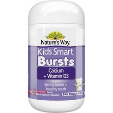 Nature's Way Kids Smart Burst 鈣+維生素D3咀嚼軟膠囊（草莓口味）, 1個, 50顆