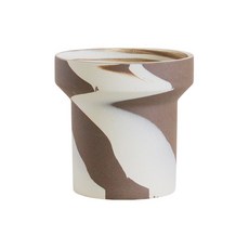 簡約米白色煙囪陶盆 - 室內裝飾花器，多肉植物盆栽適用, 咖啡牛奶