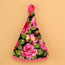凡爾賽生活精品 日本進口黑底粉紅玫瑰花園造型圓形擦手巾 多功能蓋巾