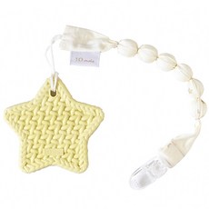 10mois 星星雲朵咬咬固齒器 寶寶安撫玩具 柔軟材質 促進手部發展, 糖果黃+甜心粉, 星星咬咬固齒器x1件