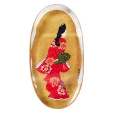 Ishida 日式畫圖案橢圓筷架 小, 1個, 回首往事的美人