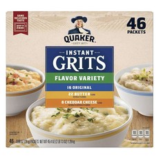 QUAKER 桂格 Instant Grits 綜合口味 原味 16入 + 奶油 22入 切達起司 8入, 1個, 1.28kg