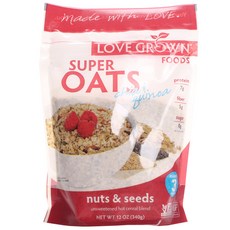 LOVE GROWN 超級燕麥熱穀物奇亞籽和藜麥不加糖熱穀物混合物, 340克, 1個