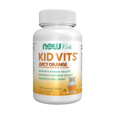 NOW Foods Kid Vits 兒童維他命咀嚼錠 多汁柳橙口味, 1個, 120錠
