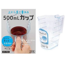 INOMATA 日本製 料理計量杯 烹飪烘焙必備, 500, 透明