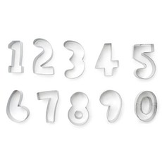 FOX RUN 不鏽鋼數字餅乾模具, 1組, 銀色