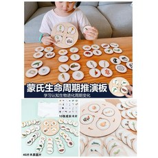 幼兒教具木質生命週期推演板，蒙氏教具，生物認知，動植物生長週期，親子互動學習玩具, 詳見包裝