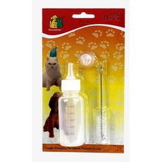 寵物奶瓶附替換奶嘴和清潔刷, 1個, 透明