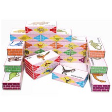 恐龍學習紙磚積木 中型 50p, 混合顏色, 1個