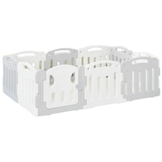 ANURI 200x140cm兒童遊戲圍欄地墊，寶寶安全防護，環保無毒材質，組裝簡便，遊戲空間, 灰+白色