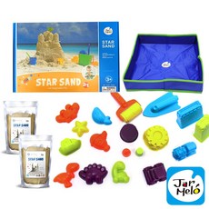 JarMelo 原創美玩 魔力星空沙套裝組 (模具組 1KG星空沙x2) 動力沙, 多色, 1kg, 1組