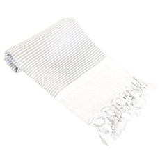 OLIVE&LINEN 迷你條紋 Didyma 土耳其手廚房毛巾廚房毛巾 82 x 41 x 0.26 cm, 1個, 淺灰