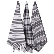 now DESIGNS 格紋印花洗碗巾, 3片, 黑色的