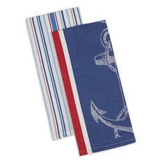 DESIGN IMPORTS Anchor 洗碗巾 2 件套廚房十字架 18 x 28 英寸 45.7 x 71.1 厘米, 2件, 混色