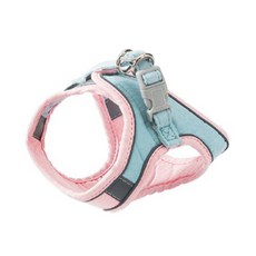 【寵星球】貓咪麂皮背心牽引繩 夜間反光 貓咪牽繩 寵物胸背帶, 寵物牽引繩-粉+藍, 1個