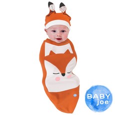 BABYjoe 瞇瞇眼狐狸寶寶穿套式包巾彌月禮盒組，新生兒實用造型包巾，柔軟親膚材質，方便穿脫，給寶寶安全感