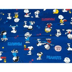 Peanuts 史努比卡通牛津棉布 手作拼布材料, 藍色, 詳見包裝