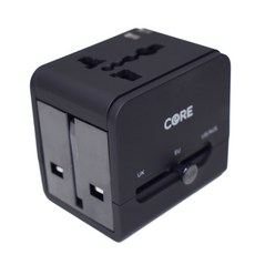 CORE 萬國插頭 萬用插頭 國際轉換插頭 多功能旅行插頭 多插座插頭 出國必備, 黑色, 1個, 3cm