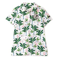 PinkynDianne 女款棕櫚樹印花高爾夫短袖Polo衫