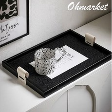 Ohmarket 編織收納托盤, 黑色方【北歐編織紋收納托盤】